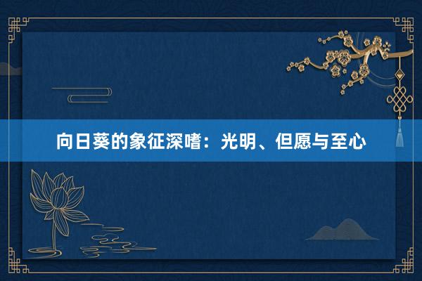 向日葵的象征深嗜：光明、但愿与至心